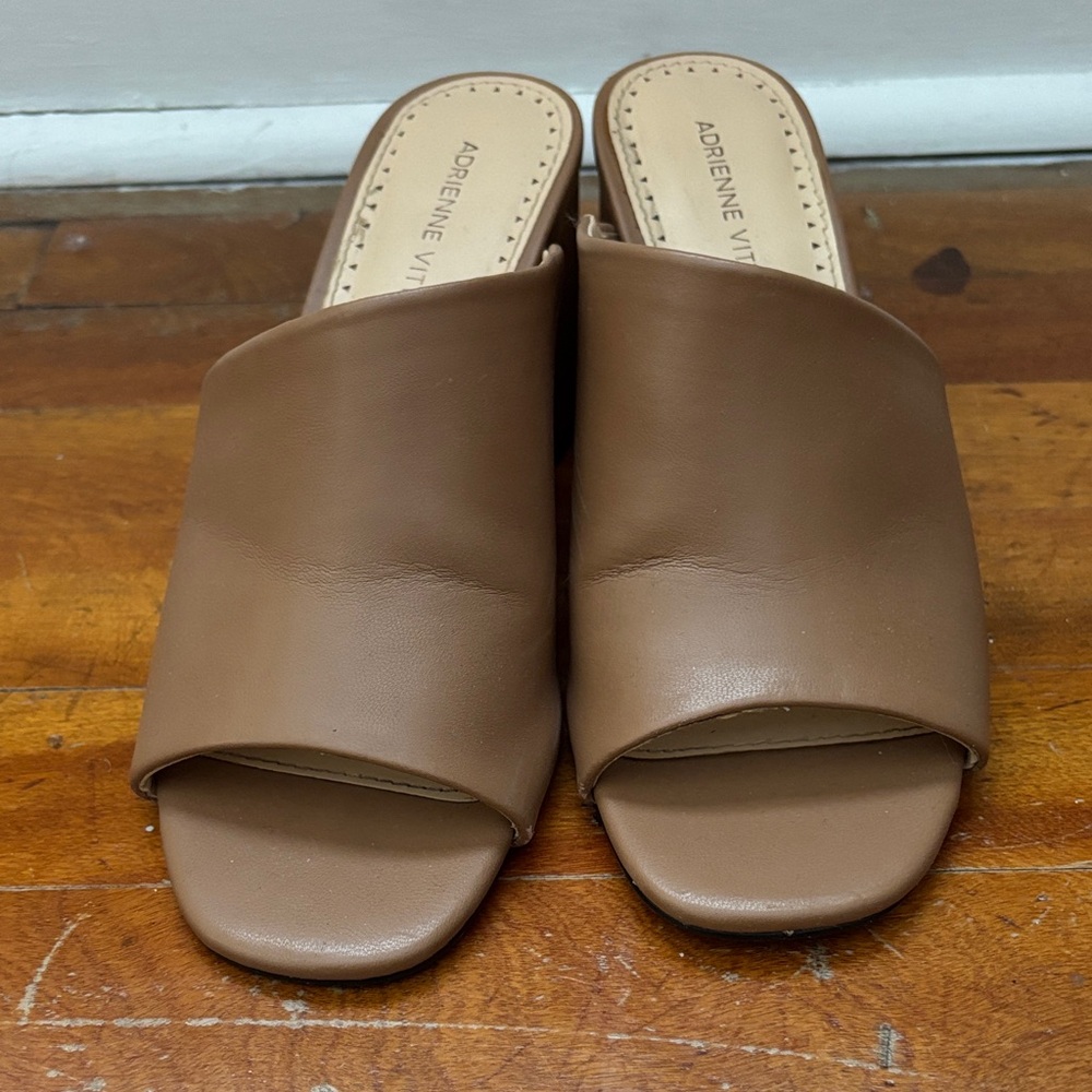 Adrienne Vittadini Brown Open Toe Mules